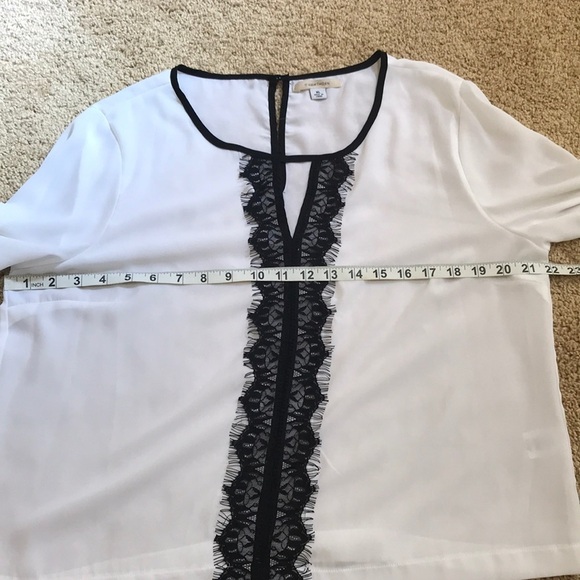 41 HAWTHORN white sheer long sleeve top with lace - Picture 7 of 8